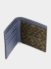 Fendi Blue Leather Bi-Fold Wallet with FF Canvas & FF Squared