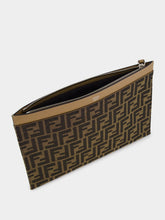 Fendi Brown FF Jacquard Medium Flat Pouch
