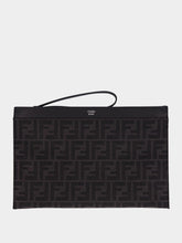 Fendi Black FF Jacquard Medium Flat Pouch
