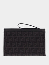 Fendi Black FF Jacquard Medium Flat Pouch