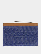 Fendi Blue FF Jacquard & Leather Flat Pouch