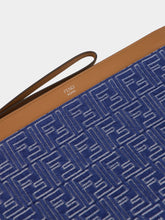 Fendi Blue FF Jacquard & Leather Flat Pouch