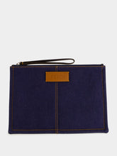 Fendi Dark Blue Denim FF Medium Flat Pouch