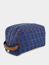 Fendi Blue Denim-Effect FF Jacquard Toiletry Case