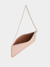 Pink Crystal-Embellished Alter Suede Pochette with Chain | PDP - Fashion Clinic