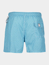 Fedeli Blue Madeira Chess Pattern Swim Trunk