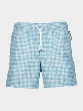 Fedeli Cadetblue Bottoni Pattern Swim Trunks