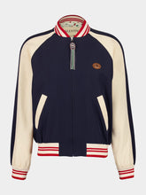 Valentino Garavani Blue and Butter Wool Bomber with VLogo Patch