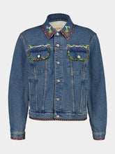 Blue Denim Jacket with Beaded Embroidery