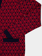 Valentino Garavani Navy and Red Wool V-Pattern Cardigan