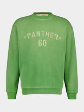 Valentino Garavani Laurel Green Cotton Sweatshirt with Panther Print