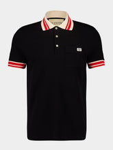Valentino Garavani Black Cotton Piqué Polo Shirt with VLogo Patch