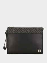 Fendi Black FF Squared Leather Clutch