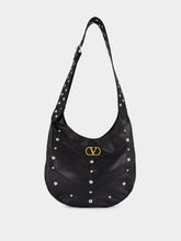 Black Studded Nappa Hobo Bag