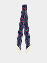 Valentino Garavani Blue and Red Cherryfic Silk Bandeau Scarf
