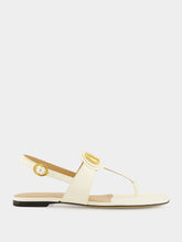 Valentino Garavani Ivory Flat Thong Sandals with Vlogo