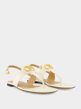Valentino Garavani Ivory Flat Thong Sandals with Vlogo