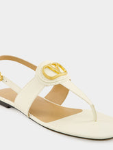 Valentino Garavani Ivory Flat Thong Sandals with Vlogo