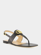 Valentino Garavani Black Flat Thong Sandals with Vlogo