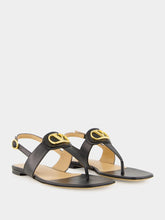 Valentino Garavani Black Flat Thong Sandals with Vlogo