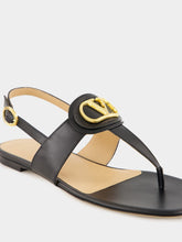 Valentino Garavani Black Flat Thong Sandals with Vlogo