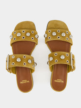 Valentino Garavani Crust Leather Studded Slide Sandals