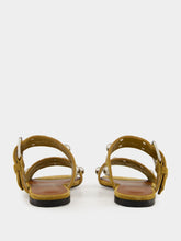Valentino Garavani Crust Leather Studded Slide Sandals