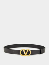 Valentino Garavani Leather Belt with VLogo and Pearls