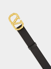 Valentino Garavani Leather Belt with VLogo and Pearls