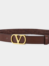 Valentino Garavani Brown Braided Leather VLogo Belt