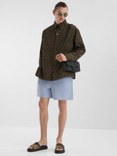 Fendi Brown FF Jacquard and Beige Leather Slides