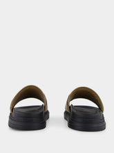 Fendi Brown FF Jacquard and Beige Leather Slides