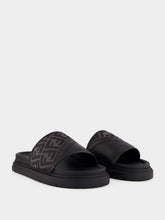 Fendi Black and Grey FF Jacquard Slide Sandals