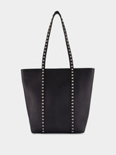 Black Rockstud Leather Tote Bag