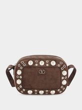Valentino Garavani Brown Nellcôte Suede Crossbody Bag with Studs