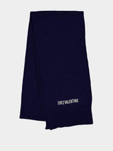 Valentino Garavani Blue Embroidered Knit Scarf