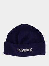 Valentino Garavani Blue Embroidered Wool Beanie