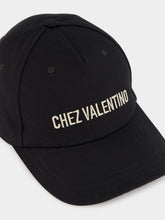 Valentino Garavani Black Cap with Chez Valentino Ivory Logo