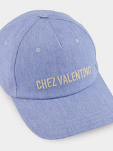 Valentino Garavani Light Blue Denim Cap with Chez Valentino Ivory Logo