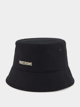 Valentino Garavani Black Bucket Hat with Chez Valentino Ivory Logo