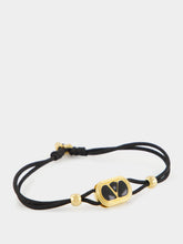 Valentino Garavani Black Bracelet with Gold Enamel Logo