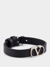 Valentino Garavani Black Leather VLogo Bracelet