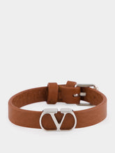 Deep Caramel Leather VLogo Bracelet