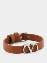 Valentino Garavani Deep Caramel Leather VLogo Bracelet