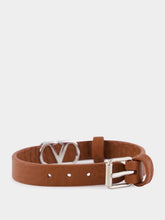 Valentino Garavani Deep Caramel Leather VLogo Bracelet