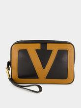 Black and Spice Leather Pouch with Vlogo
