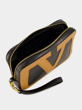 Valentino Garavani Black and Spice Leather Pouch with Vlogo
