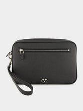 Valentino Garavani Black Leather Pouch with VLogo Signature