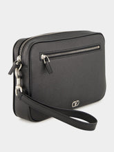 Valentino Garavani Black Leather Pouch with VLogo Signature