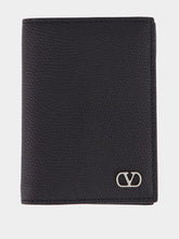 Valentino Garavani Black Grain Leather VLogo Card Holder